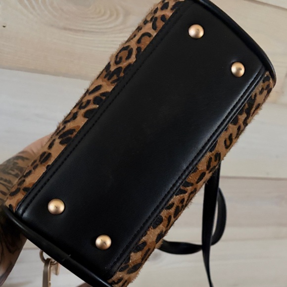 Von Dutch Leopard Mini Satchel in Black and Brown - Picture 4 of 4